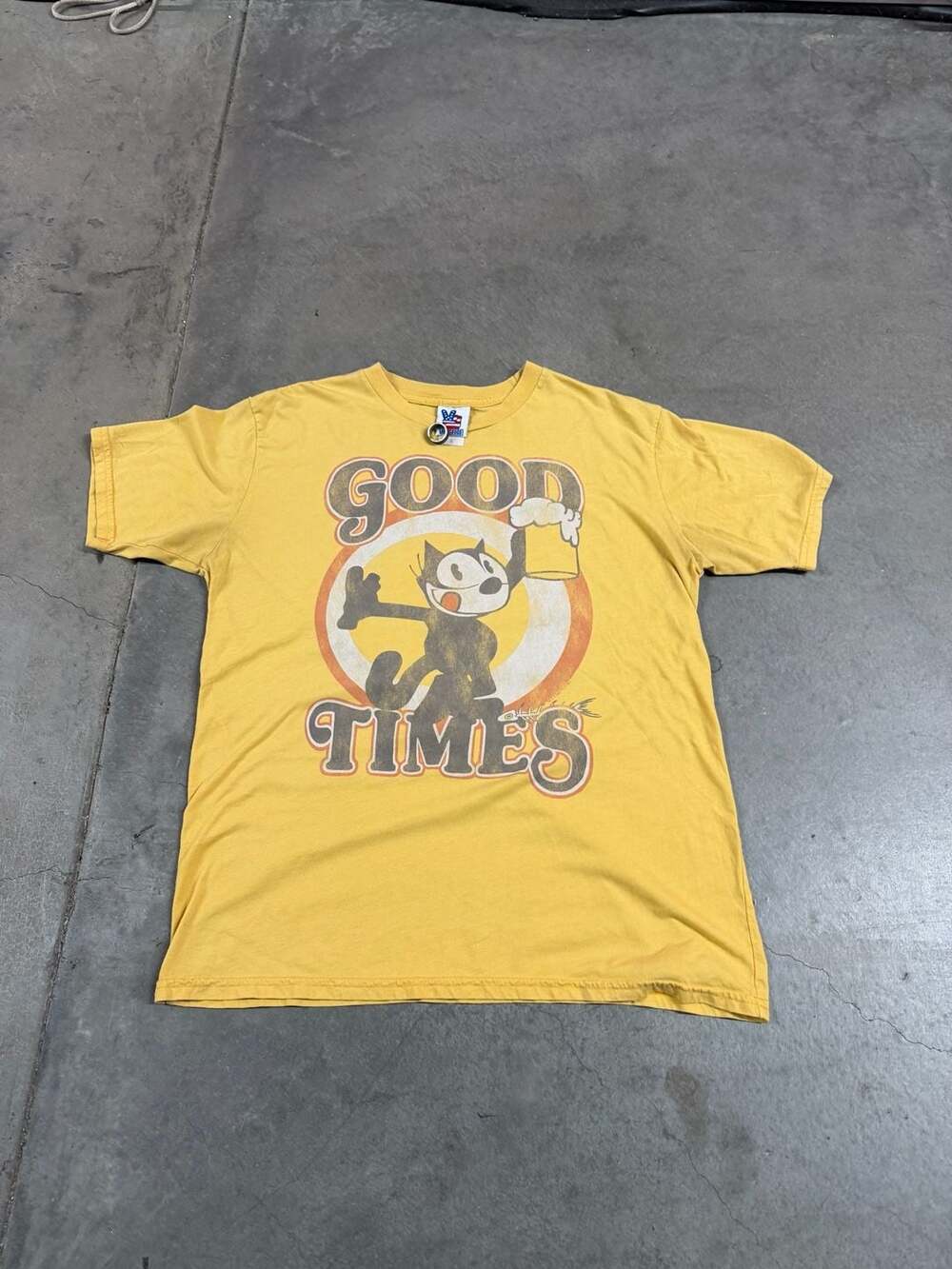 Y2k Junk Food Felix The Cat Good Times Size S Yellow T-Shirt